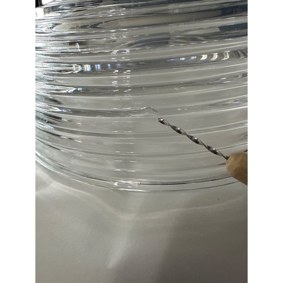 Vintage 1938-43 Anchor Hocking clear Manhattan large handled salad bowl FLAW - Picture 6 of 9